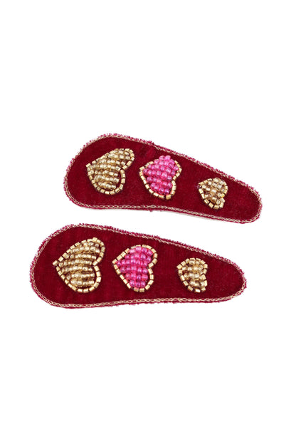 HEART VELVET HAIRCLIPS PACK OF 2