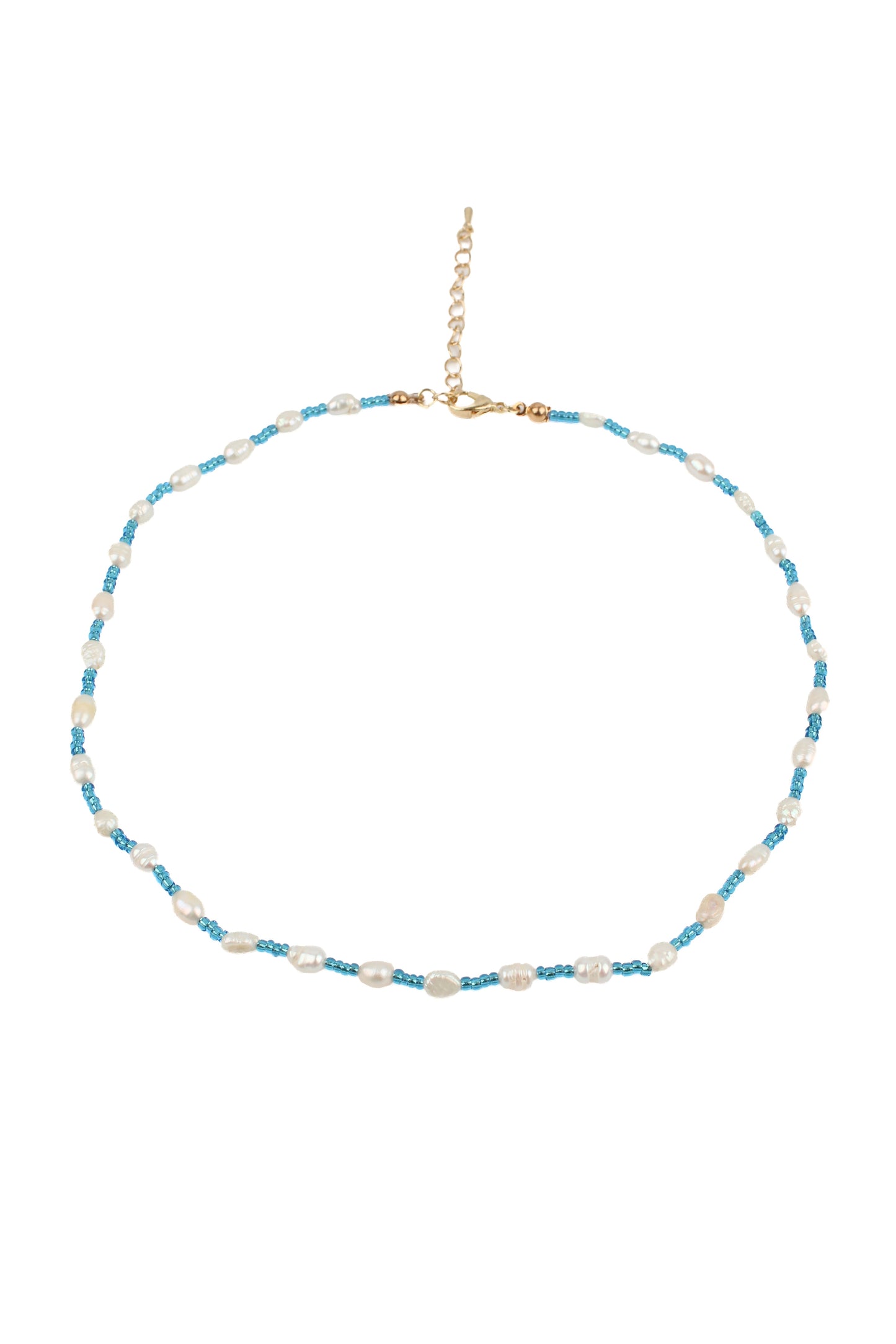 BLUE BEAD & PEARL NECKLACE