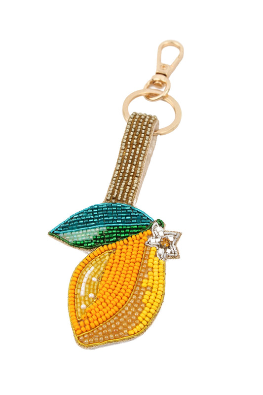 LEMON BEADED KEYRING/BAG CHARM