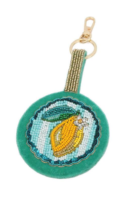 LEMON ROUND KEYRING/BAG CHARM