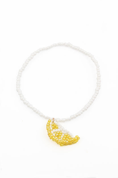 LEMON SLICE ON PEARL SEED BEAD BRACELET