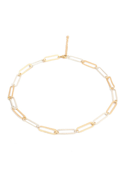 LINK CHAIN NECKLACE WITH GOLD AND SILVER PLATING