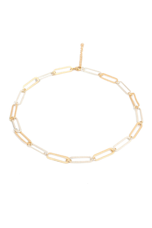 LINK CHAIN NECKLACE WITH GOLD AND SILVER PLATING