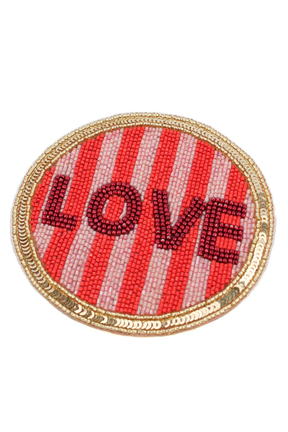 LOVE ON STRIPE BEADED COASTER
