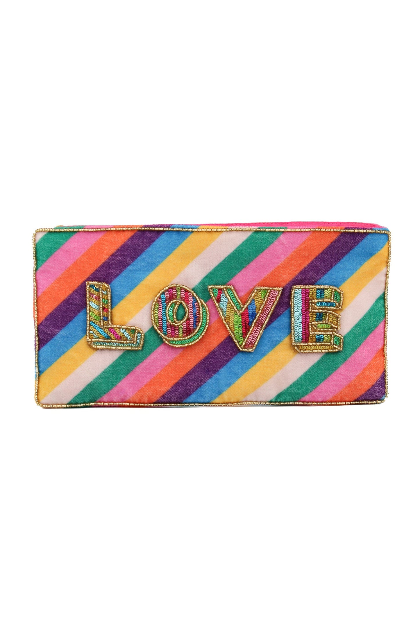 LOVE RAINBOW STRIPE MULTI USE POUCH