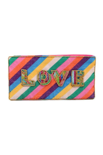 LOVE RAINBOW STRIPE MULTI USE POUCH