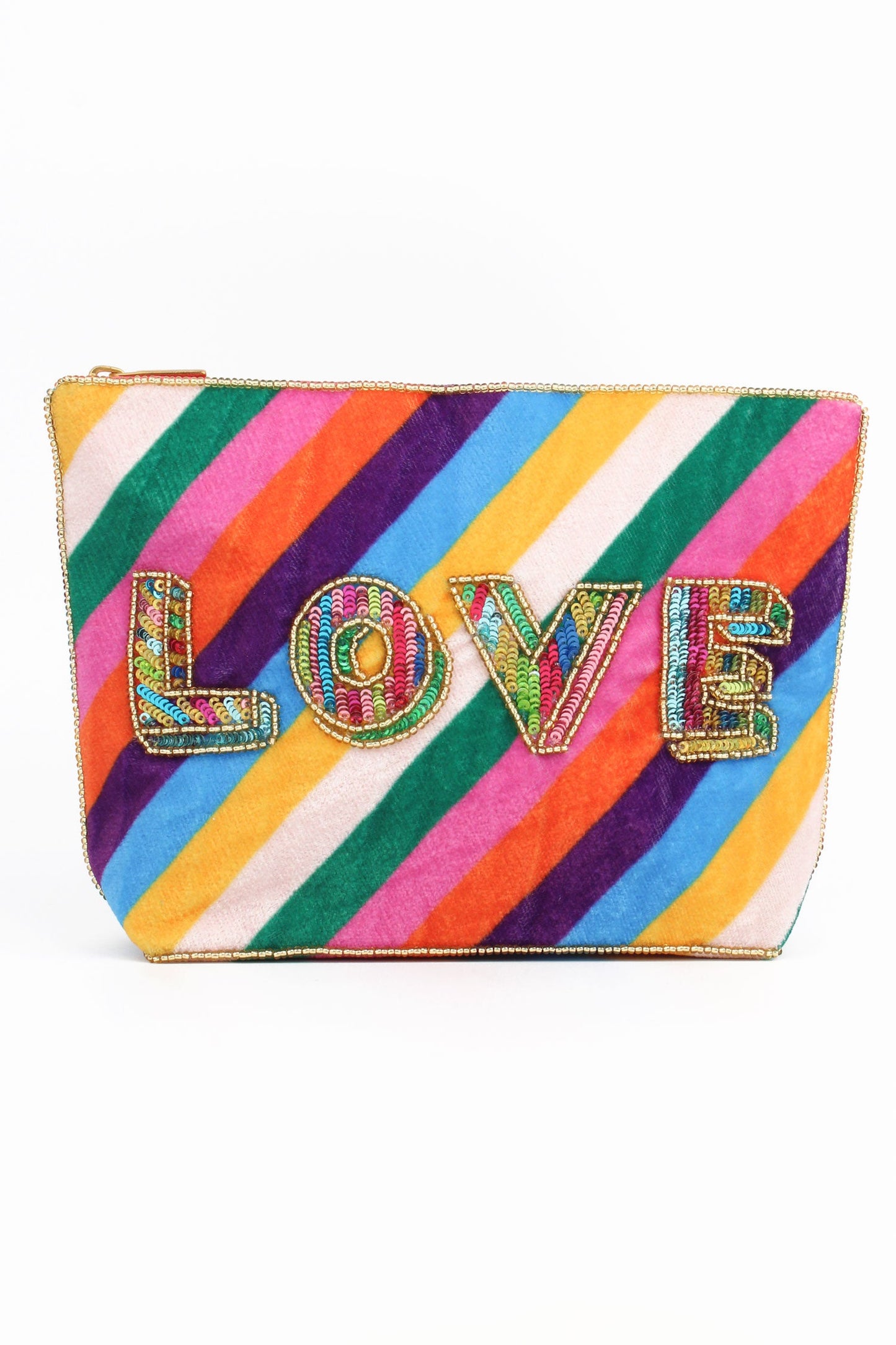 LOVE RAINBOW STRIPE MEDIUM POUCH