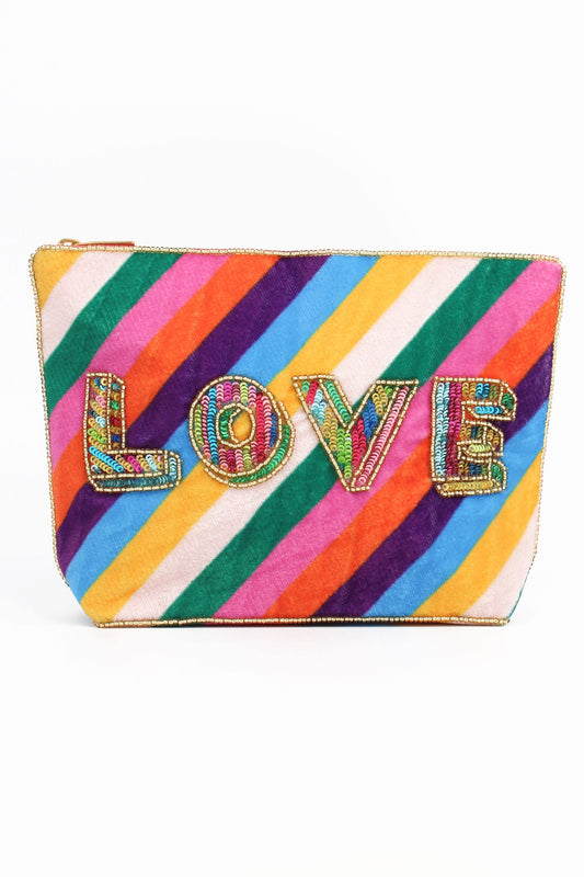 LOVE RAINBOW STRIPE MEDIUM POUCH