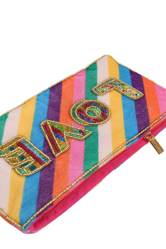 LOVE RAINBOW STRIPE MULTI USE POUCH
