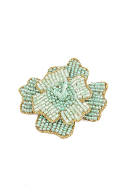 MINT GREEN LARGE FLOWER BROOCH