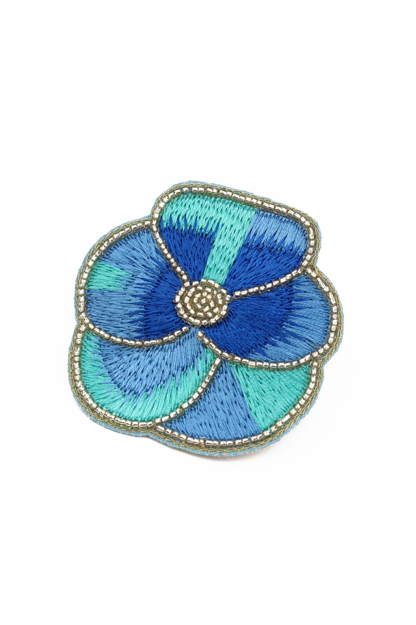BLUE PANSY BEADED HAIRCLIP