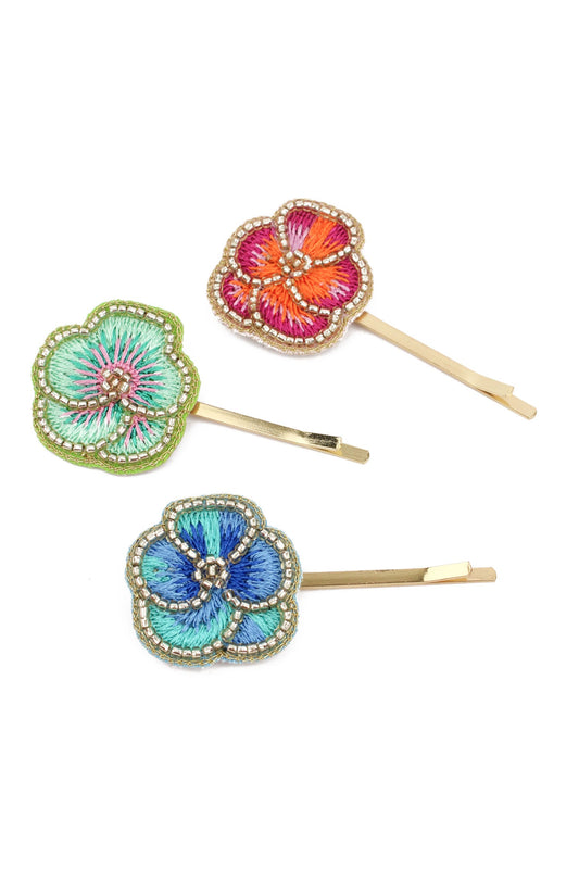 MIXED PACK OF PANSY HAIR SLIDES