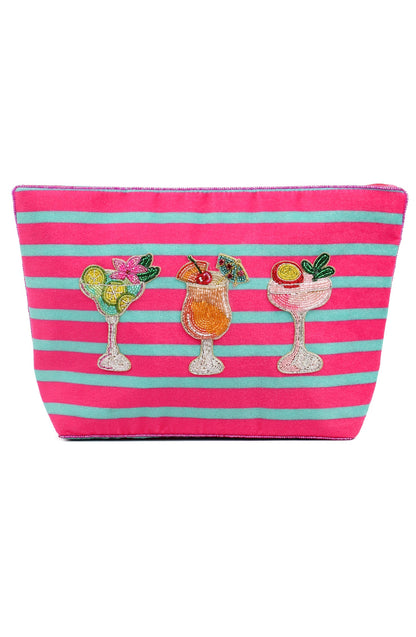 MULTI COCKTAIL LARGE POUCH ON STRIPE