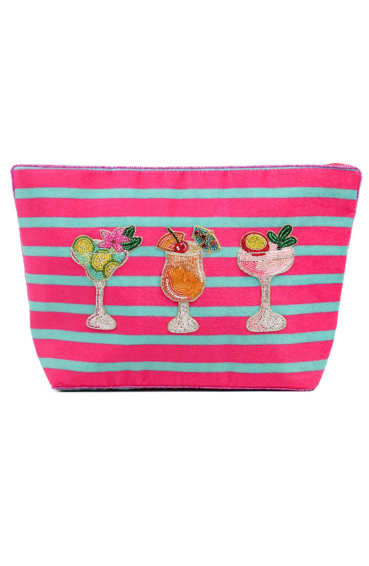 MULTI COCKTAIL LARGE POUCH ON STRIPE
