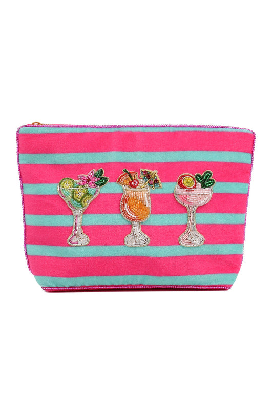 COCKTAIL MEDIUM POUCH ON STRIPE