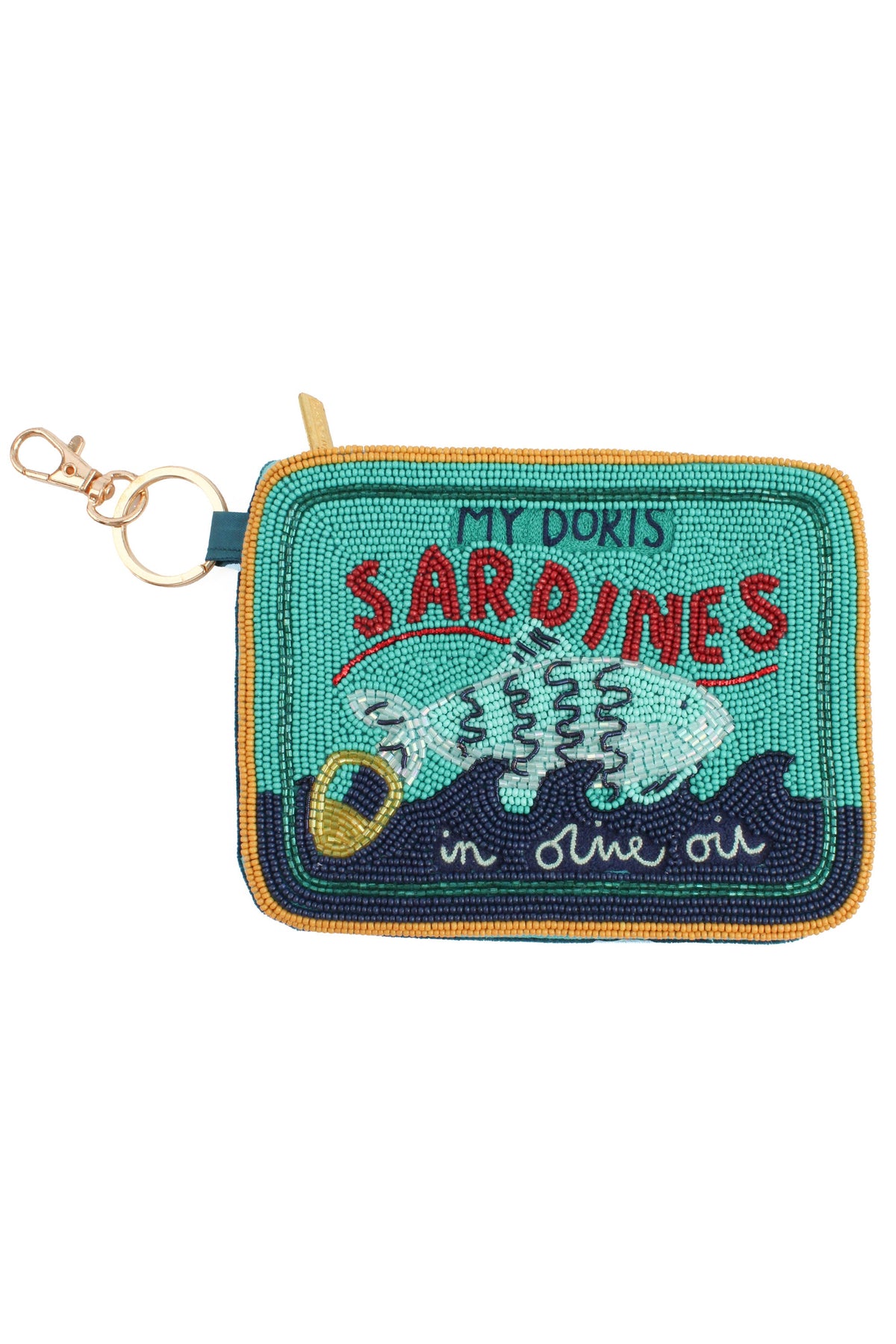 MY DORIS SARDINE TIN BEADED POUCH