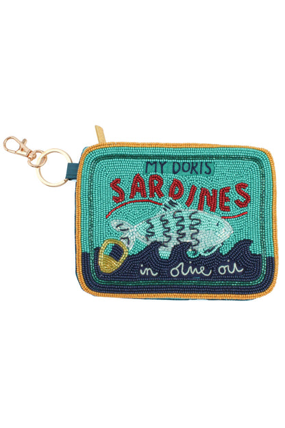 MY DORIS SARDINE TIN BEADED POUCH