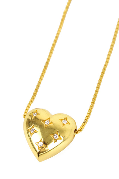 CHUNKY HEART CZ EMBOSSED NECKLACE