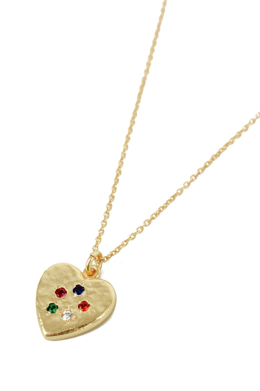 GOLD HEART GEM STUDDED NECKLACE