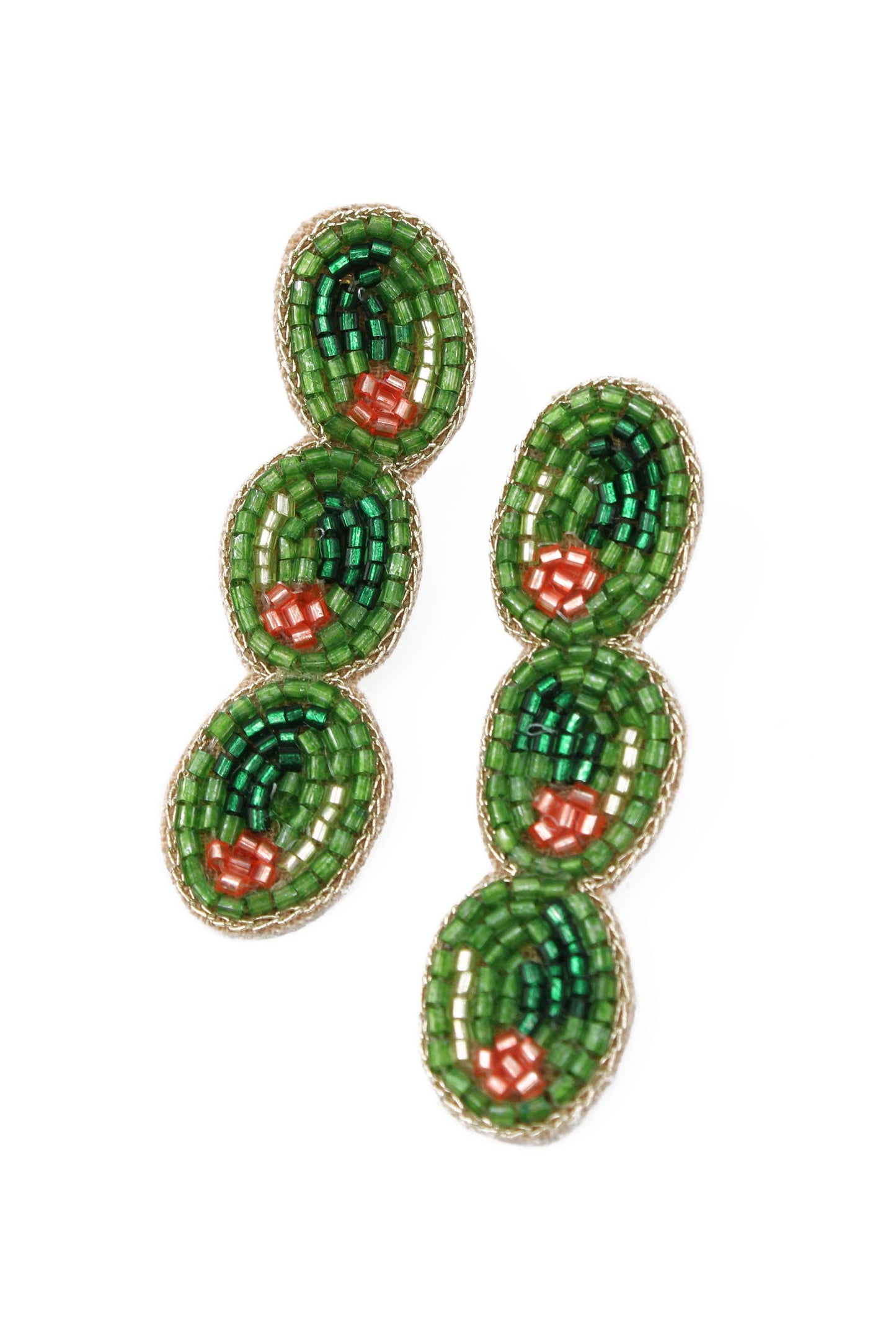 OLIVE BEADED EARRINGS