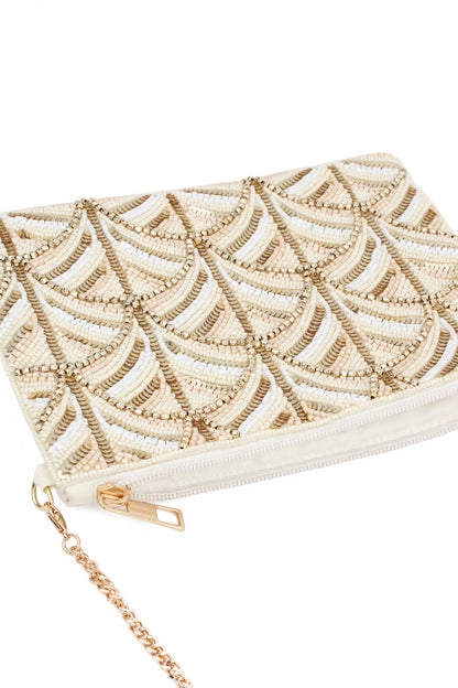 PEARL AND GOLD BEADED SWIRL BAG