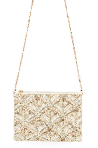 PEARL AND GOLD BEADED SWIRL BAG