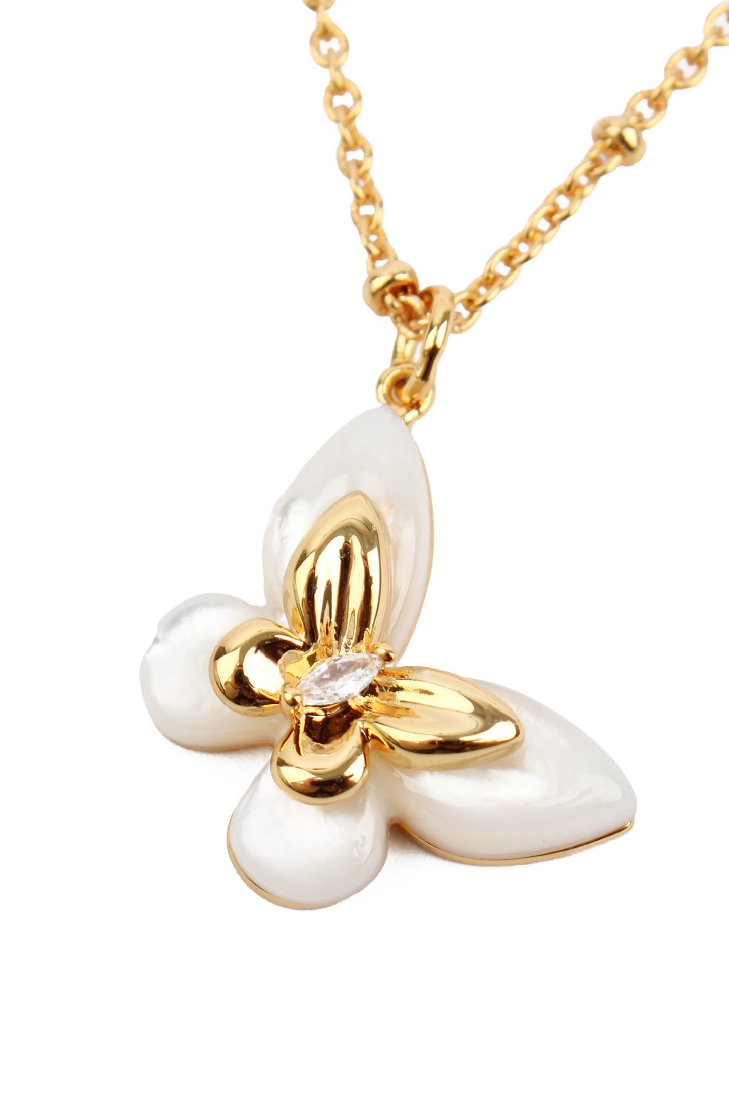 PEARL BUTTERFLY GOLD NECKLACE