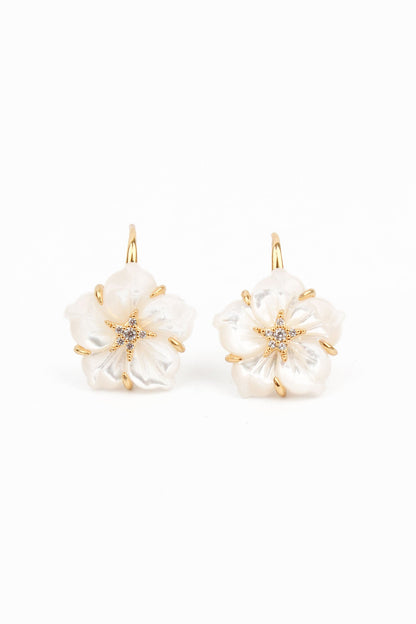 PEARL FLOWER DROP EARRINGS