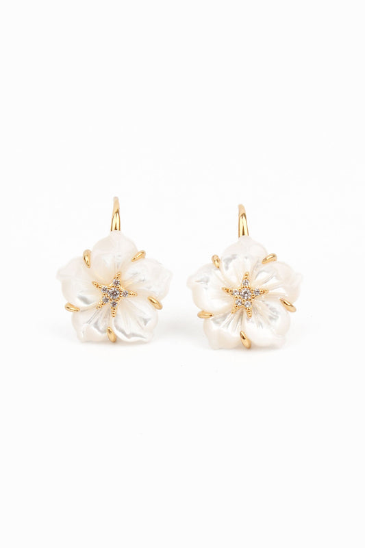 PEARL FLOWER DROP EARRINGS