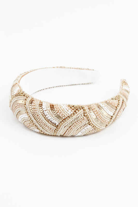 PEARL WHITE SEQUIN HEADBAND