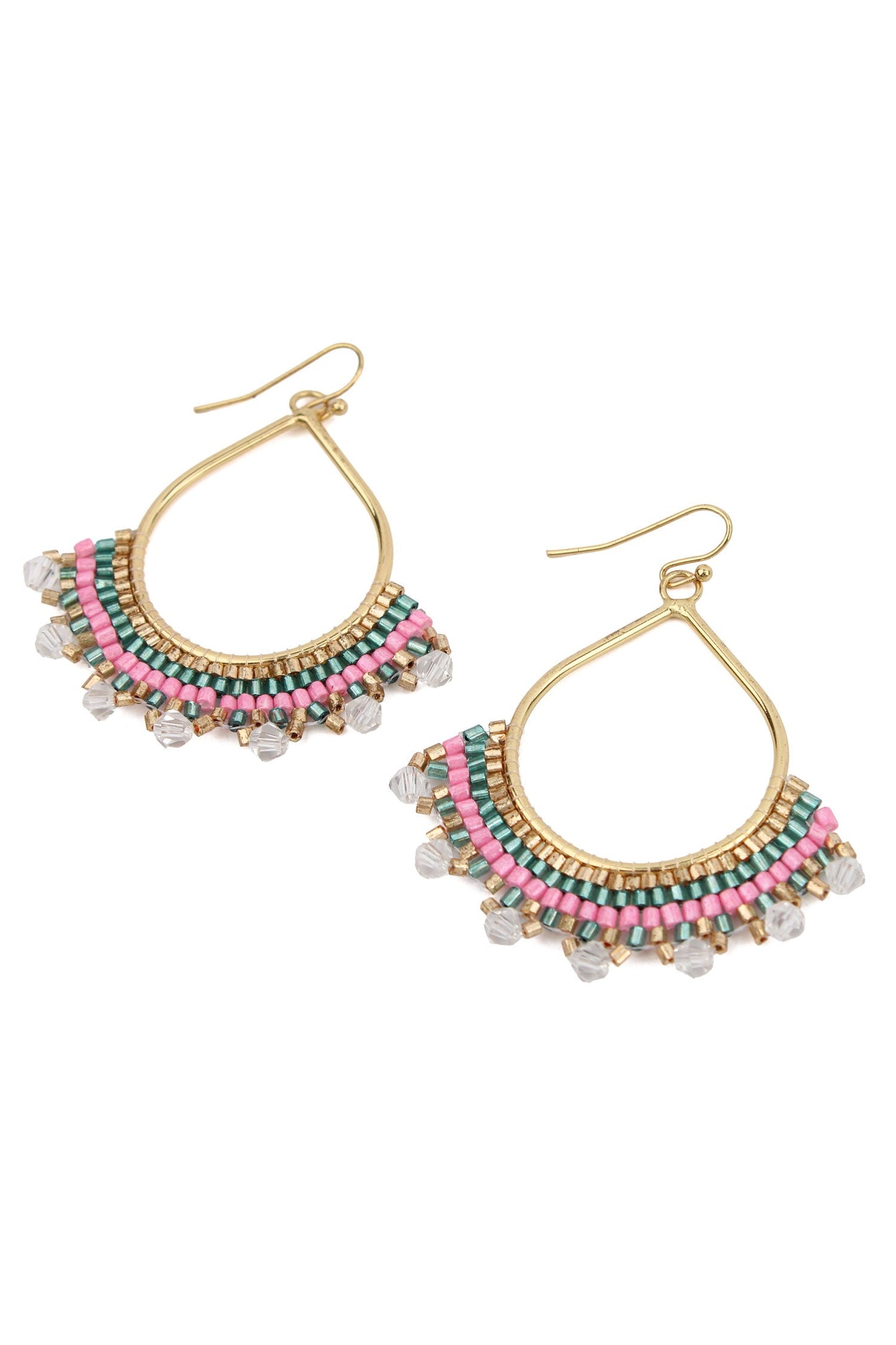PINK AND GREEN TEARDROP EARRINGS