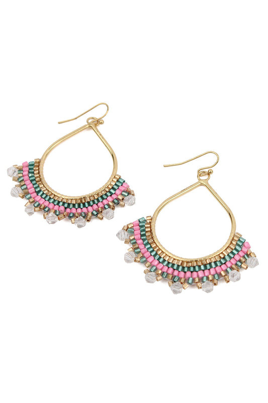 PINK AND GREEN TEARDROP EARRINGS