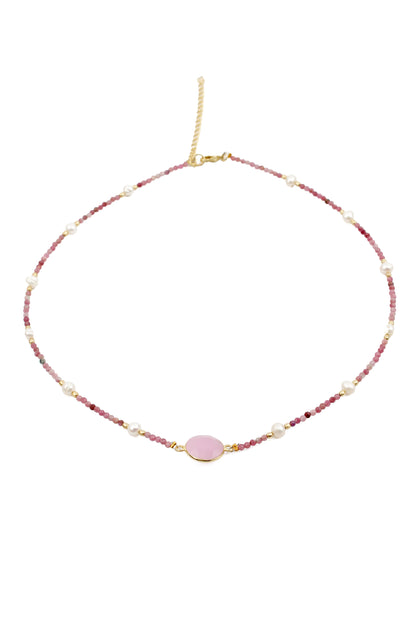 PINK AND PEARL BEAD NECKLACE