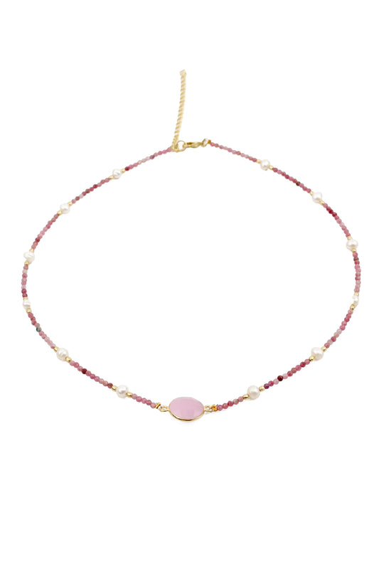 PINK AND PEARL BEAD NECKLACE