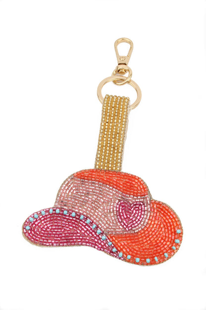 PINK COWGIRL HAT KEYRING/BAG CHARM