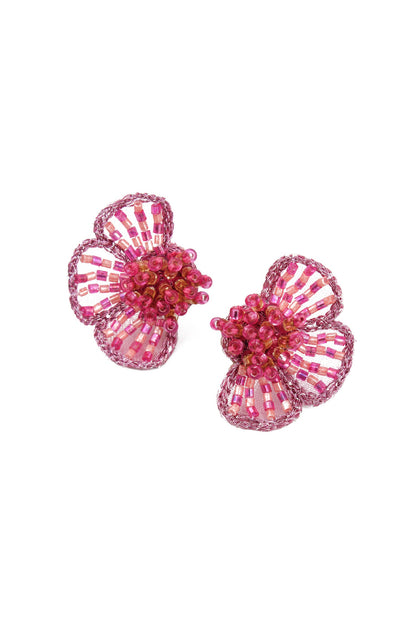 PINK HALF FLOWER EARRINGS