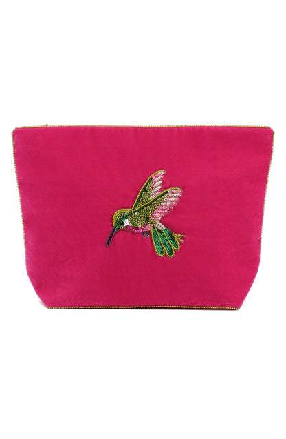 PINK HUMMINGBIRD LARGE POUCH