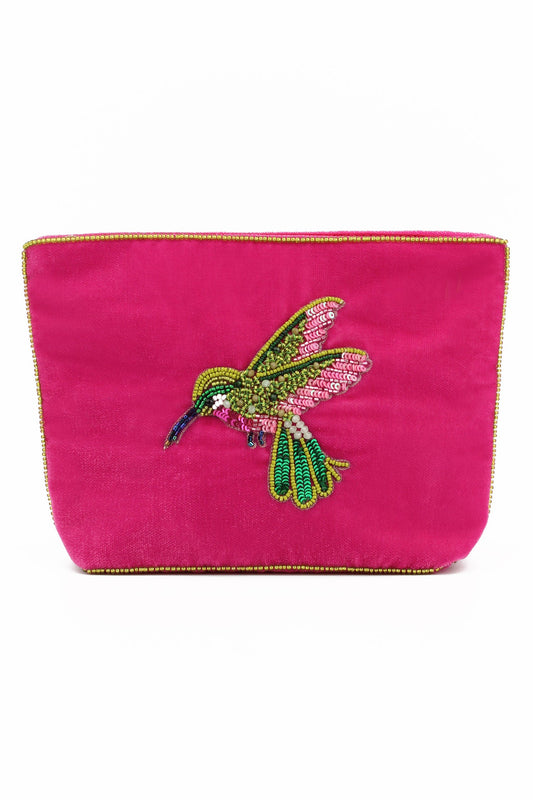 PINK HUMMINGBIRD MEDIUM POUCH