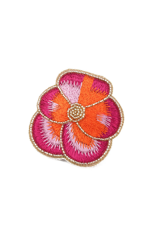 PINK PANSY BEADED HAIRCLIP