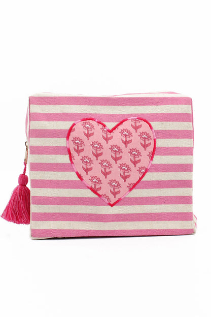 PINK STRIPE MEDIUM POUCH