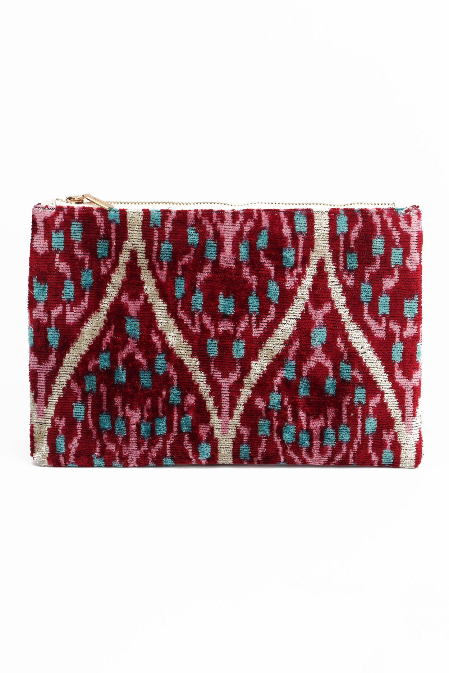 PLUM PATTERNED ZIP CLUTCH