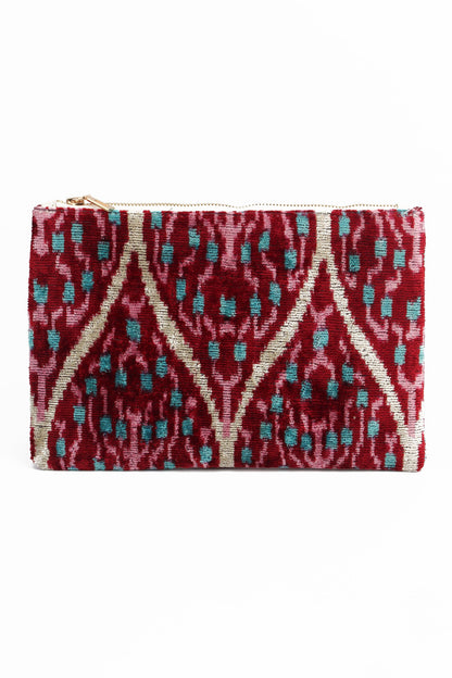 PLUM PATTERNED ZIP CLUTCH