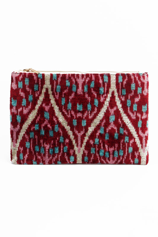PLUM PATTERNED ZIP CLUTCH