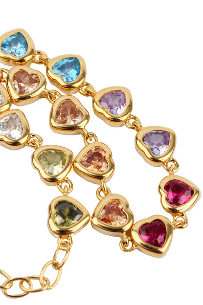 RAINBOW FACET HEART CHARM NECKLACE
