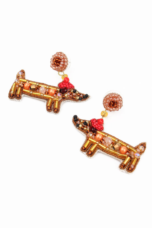 SAUSAGE DOG BEADED EARRINGS