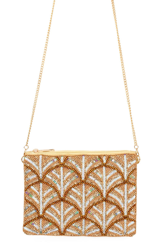GOLD & SILVER BEADED SWIRL BAG