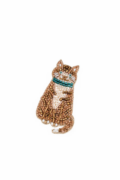TABBY CAT WITH COLLAR BROOCH