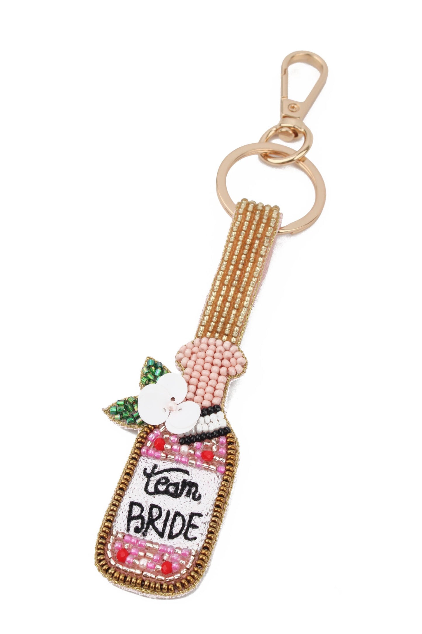 TEAM BRIDE PINK BOTTLE KEYRING/BAG CHARM