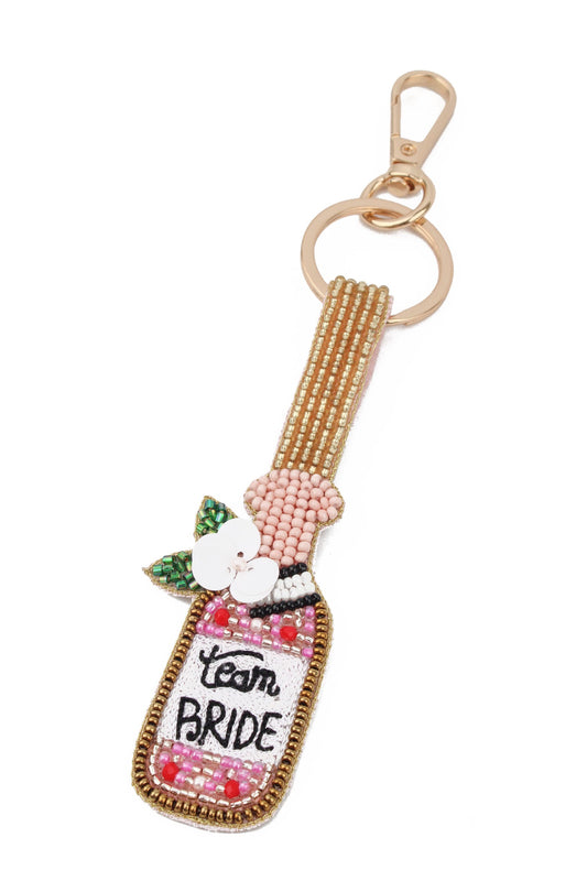 TEAM BRIDE PINK BOTTLE KEYRING/BAG CHARM