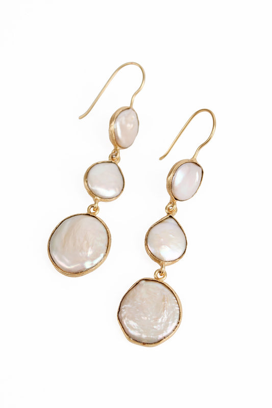 THREE PEARL DROP EARRINGS